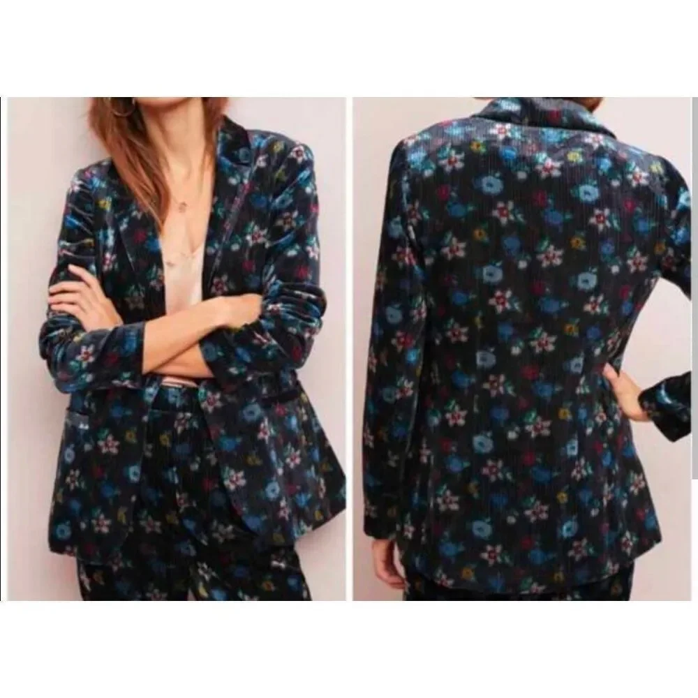 ETT:TWA Blooming Floral Velvet Blazer Sz. 8
